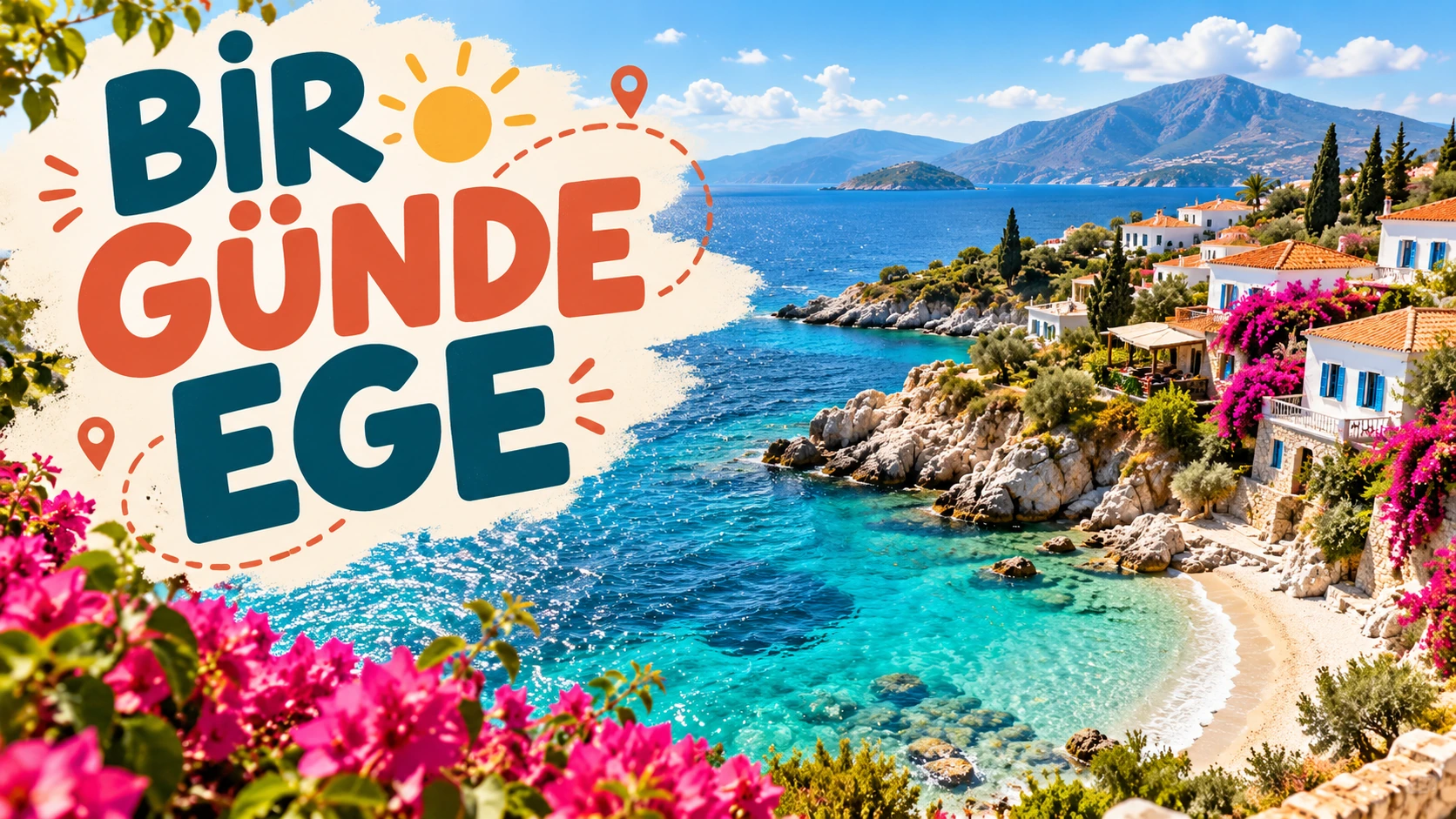 Bir günde Ege · Gezi videosu thumbnail konsepti