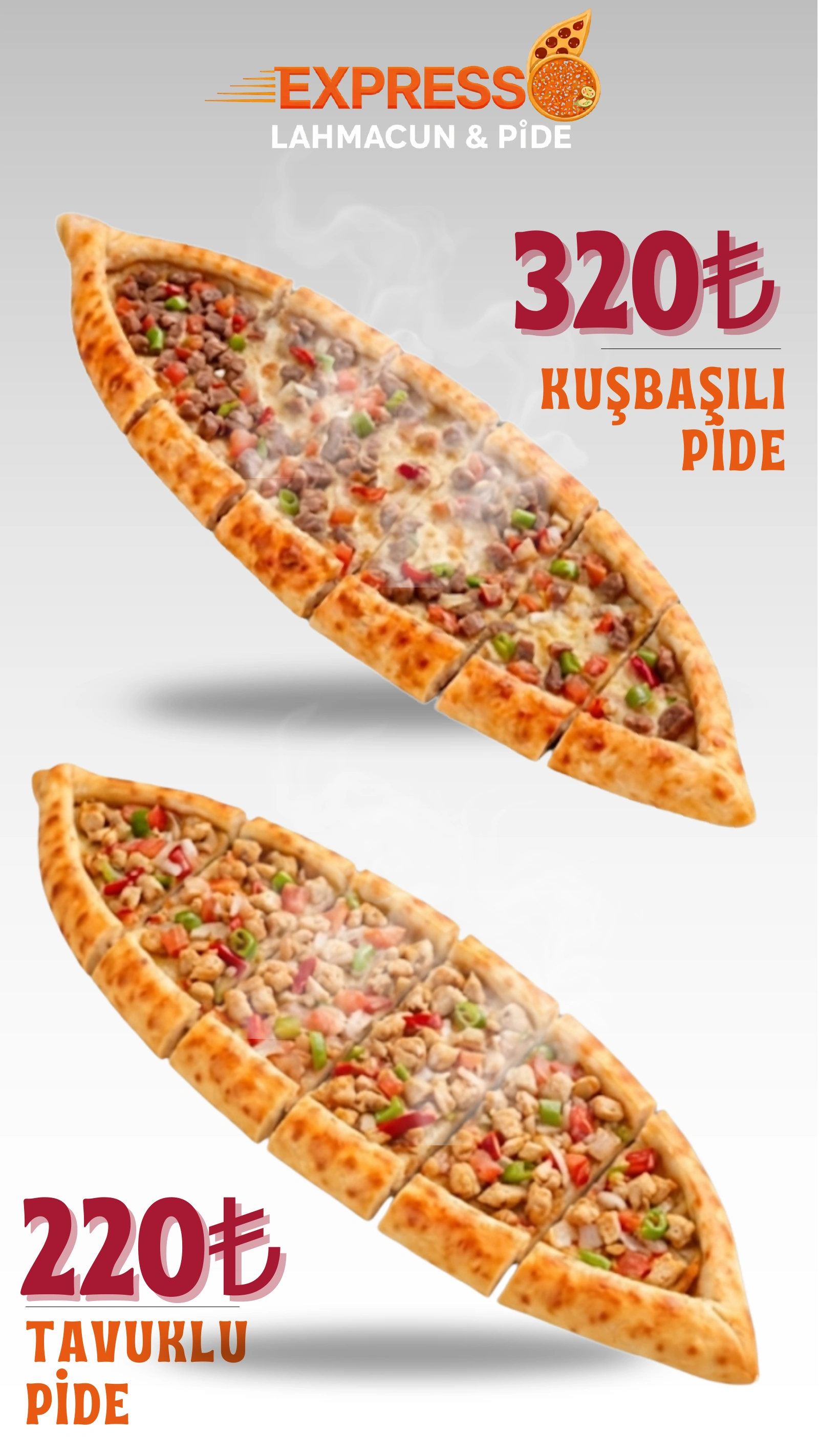 Express Lahmacun · Kuşbaşılı & tavuklu pide menüsü